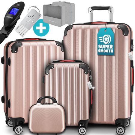 4x Koffer Hartschalenkoffer Trolley Set 4 Rollen Beautycase