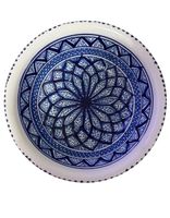 Keramikteller blau weiss handgemalt Durchmesser 24cm ungebra
