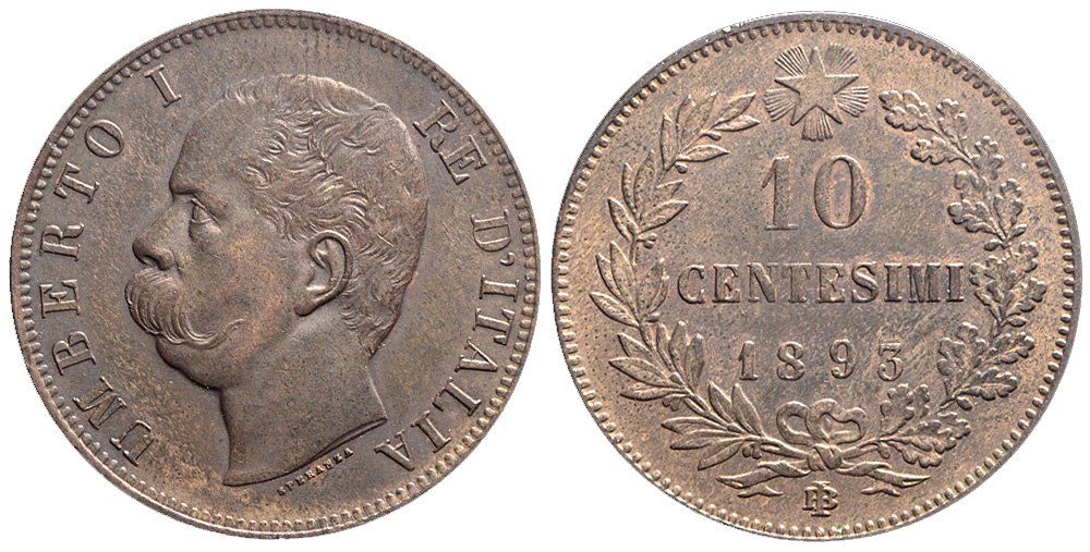 Toutes les monnaies: Italien, 10 Cents 1893 BI – D'occasion à Chiasso par Novamarketing