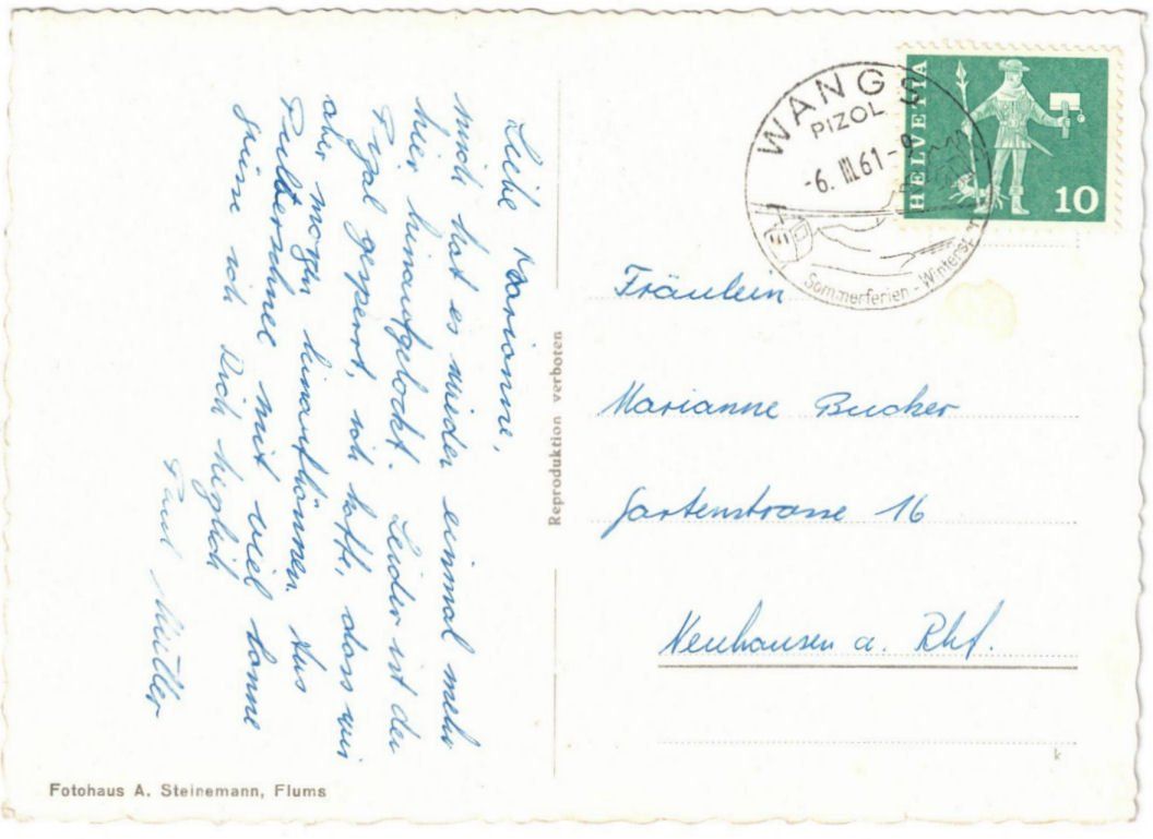 Cartoline postali: Wangs - Skilift – Usato da Binningen venduto da Mountainrider 1