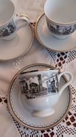 Servizio da caffè Vacallo, 3 tazzine vintage con piattini
