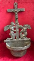 Weihwasserschale Bronze Jesus am Kreuz&Engel,für Blumen✨31cm