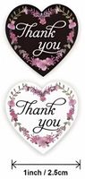 100 Stück Süsse Herz-Aufkleber "Thank You", 2.5 cm
