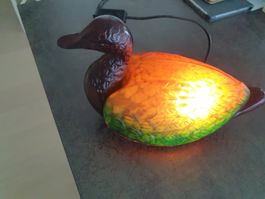 Glas Lampe Ente in Braun-Orange, ca. 25 cm