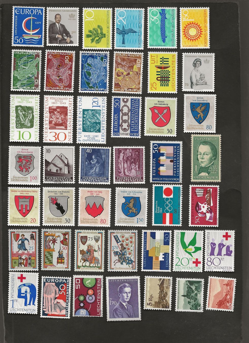 Alle Briefmarken: 131 Marken Liechtenstein postfrisch – Gebraucht aus Au ZH von xelagreb01 3