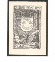 Ex-libris héraldique NEUKOMM, Emil. Berne. Rudolf Münger