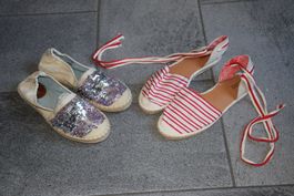 2 paar Espadrilles gr. 41 mit Pailletten und Streifen
