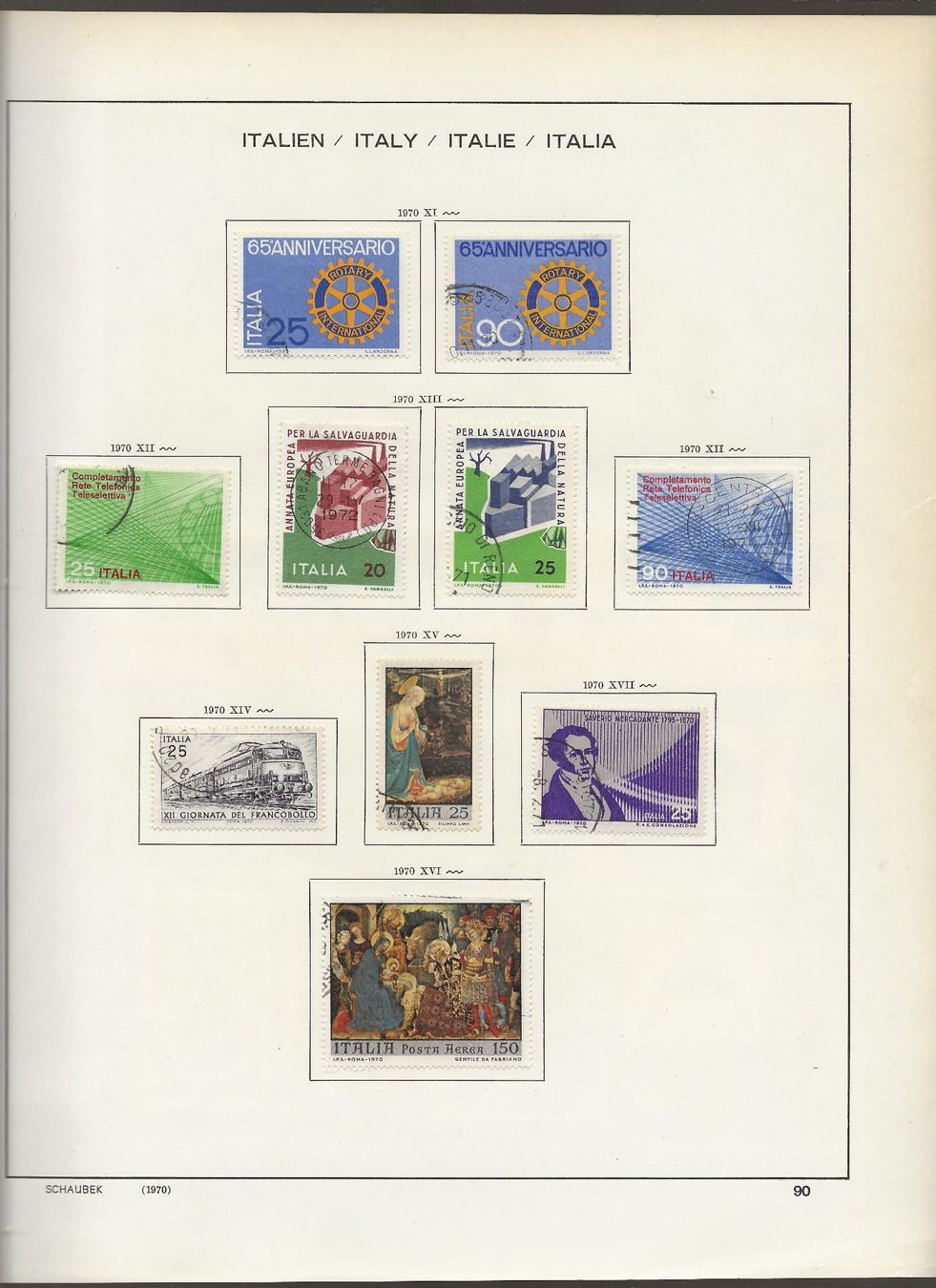 Alle Briefmarken: Marken Italien 1969 bis 1972 – Gebraucht aus Au ZH von xelagreb01 4