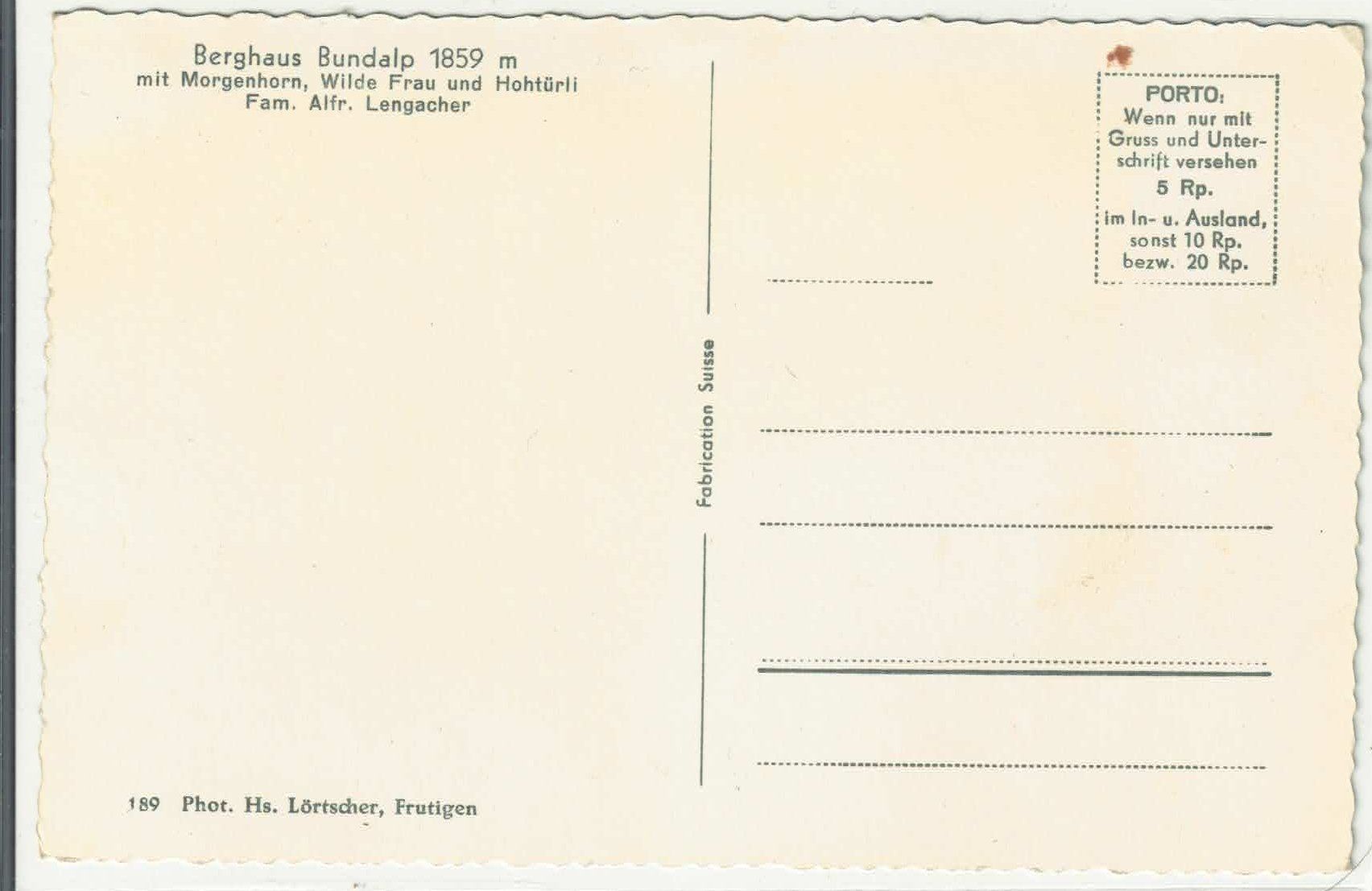 Cartoline postali: Berghaus Bundalp-Kiental – Usato da Ettingen venduto da Kartenplanet 1