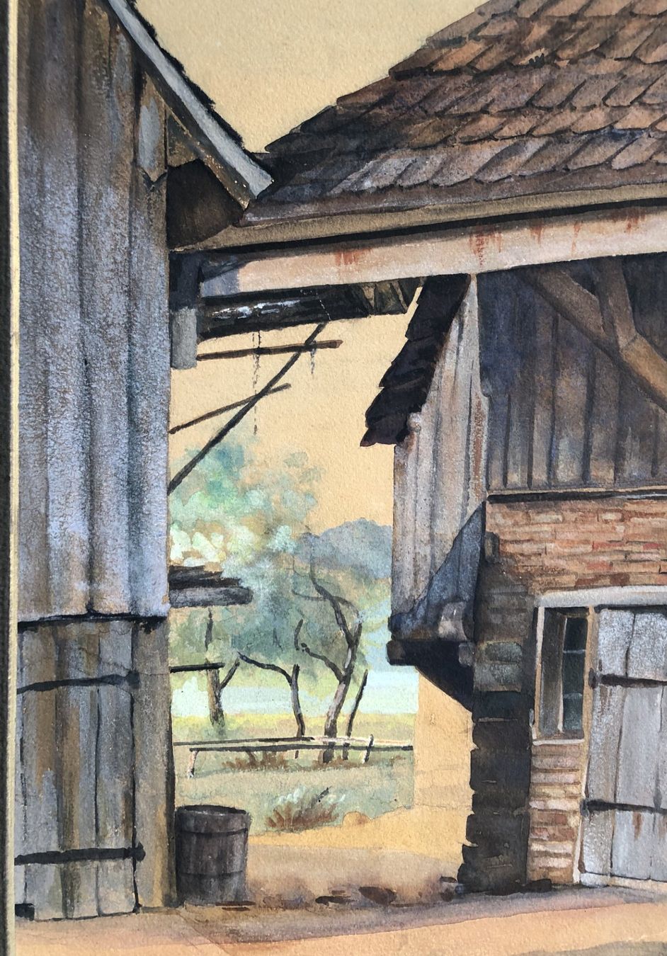Dipinti: Aquarell - datiert 1908 - Gehöft - "in Affoltern" – Usato da Schaffhausen venduto da durruti 2