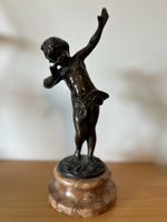 Bronze Cherub Statue on Marble Base - Great Find!