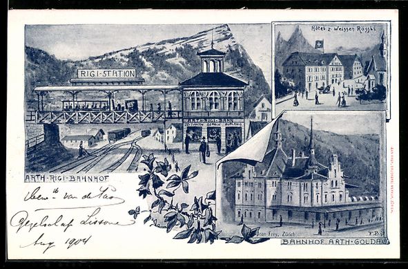 Ansichtskarten: Litho Arth-Goldau, Bahnhof, Rigi-Station – Gebraucht aus Berlin von bartko-reher