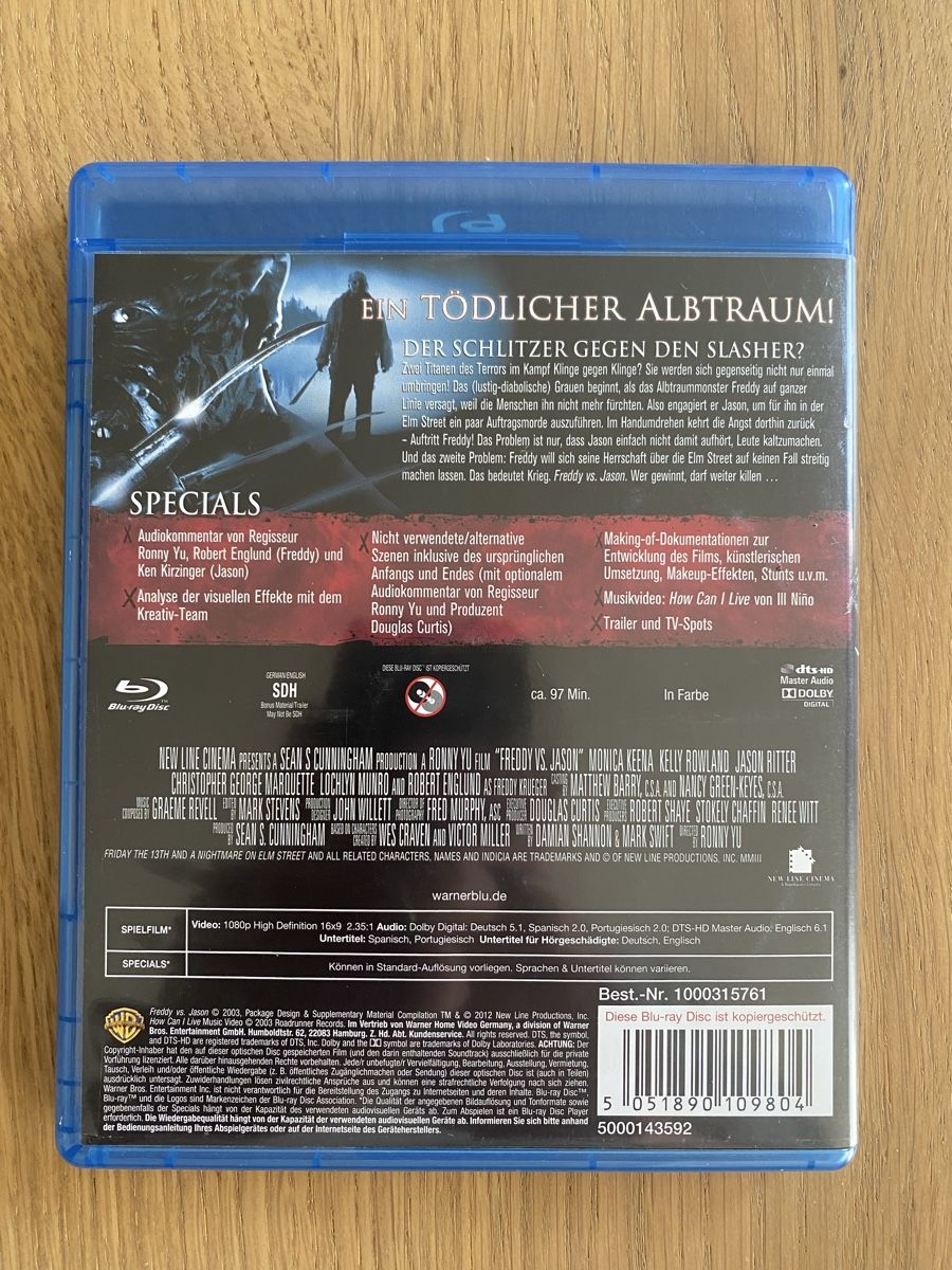 Alle DVDs: Freddy vs. Jason - Blu-Ray Horrorfilm – Gebraucht aus Rüschlikon von Granulat204 1