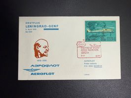 Aeroflot Erstflugbrief Leningrad-Genf 1970