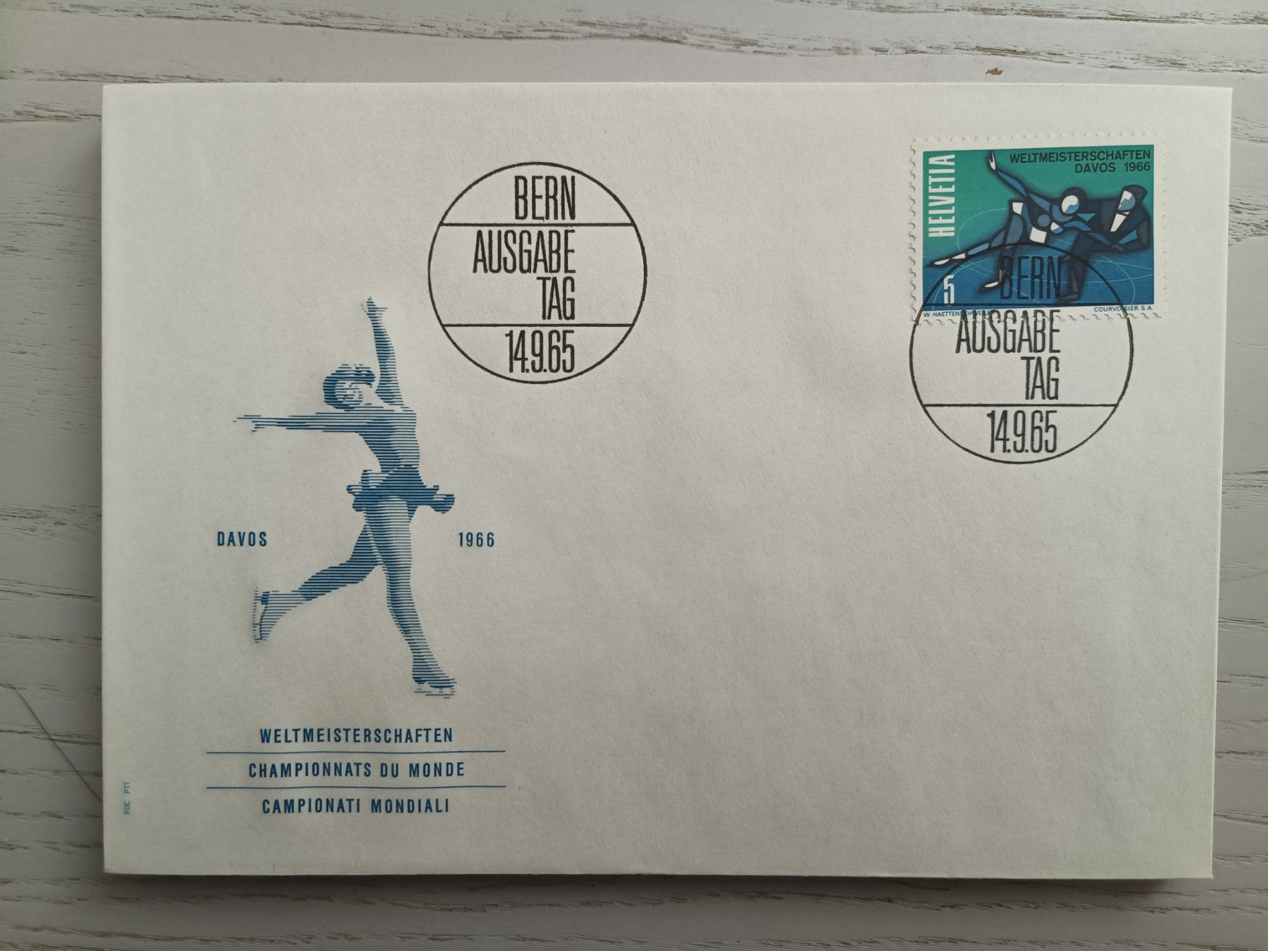 Alle Briefmarken: 1965 FDC Eiskunstlauf WM Davos – Gebraucht aus Dübendorf von goeggi79