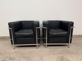 2 Replika Designersessel LC2 im Stil von Le Corbusier