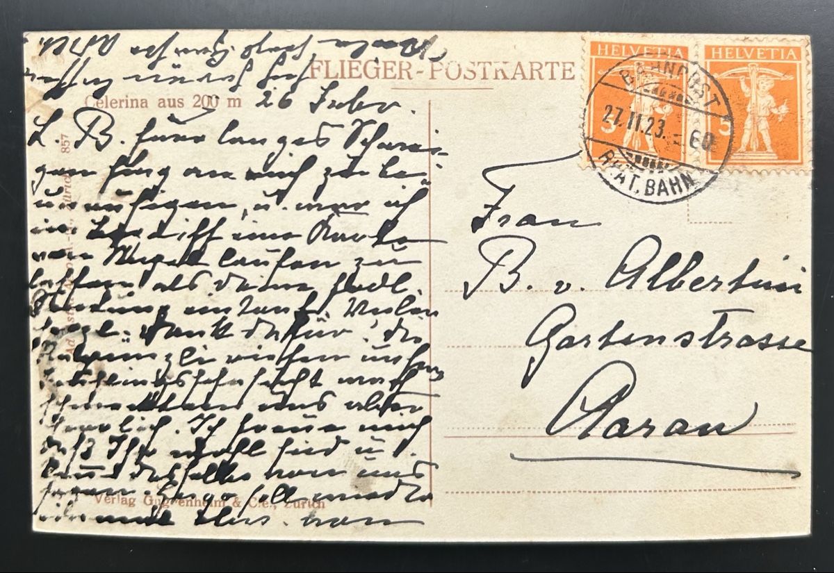 Cartoline postali: Fliegerpostkarte Celerina  – Usato da Horw venduto da Tellbub 1
