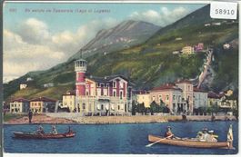 Lago di Lugano - Un saluto de Cassarate - Boote - Litho