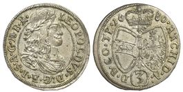 3 Kreuzer 1680, Hall (Tyrol)