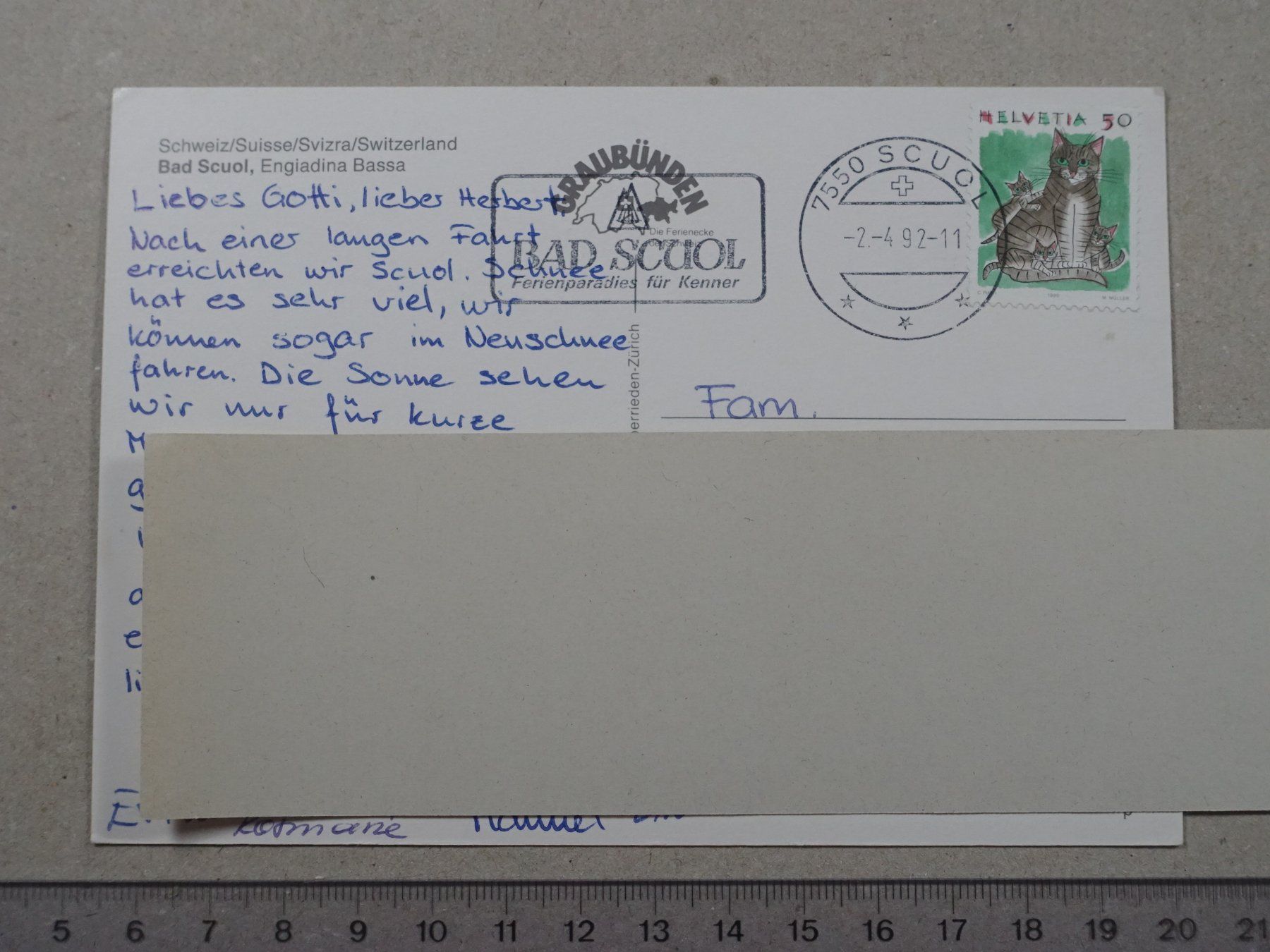 Cartoline postali: Bad Scuol, Postauto, 1992 – Usato da Lenzburg venduto da fh1 1