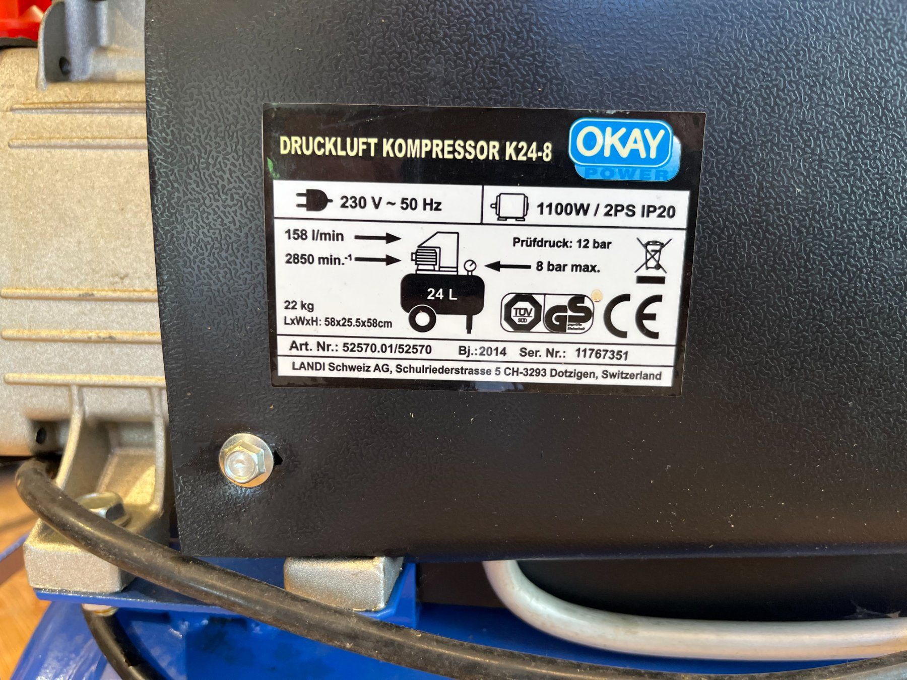 Compressori: Okay Power Kompressor 24L, top Zustand – Usato da Benken SG venduto da Netzton 3