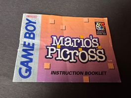 ANLEITUNG FÜR MARIOS PICROSS NINTENDO GAME BOY
