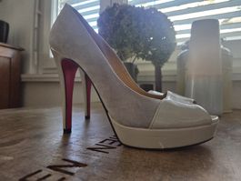 Max Pumps Peep Toe beige rosa Grösse 39 Leder 