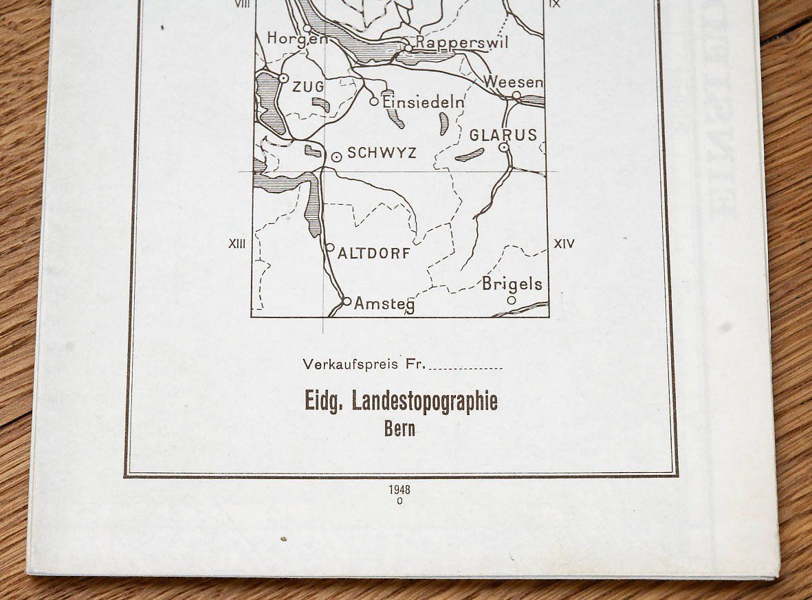 Landkarten & Atlanten: Topographische Karte, Einsiedeln 1948 – Gebraucht aus Bern von Maccalvin 1
