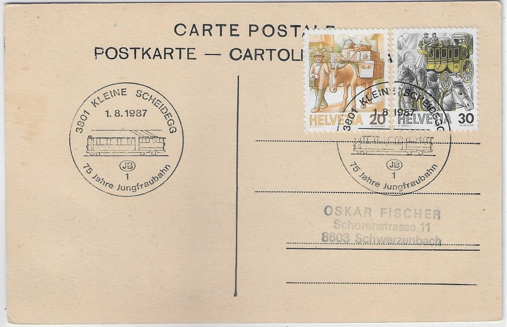 Cartoline postali: Kleine Scheidegg mit Jungfrau – Usato da Ettingen venduto da Kartenplanet 1