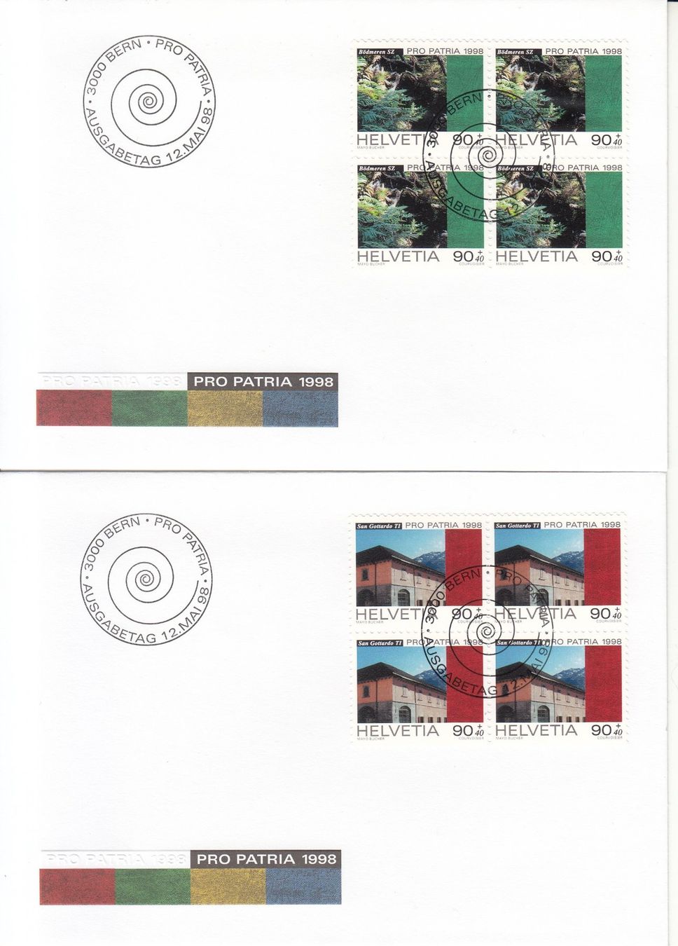 Alle Briefmarken: SBK B259 - B263 im 4er-Block FDC – Gebraucht aus Bürglen TG von StampGraf 2