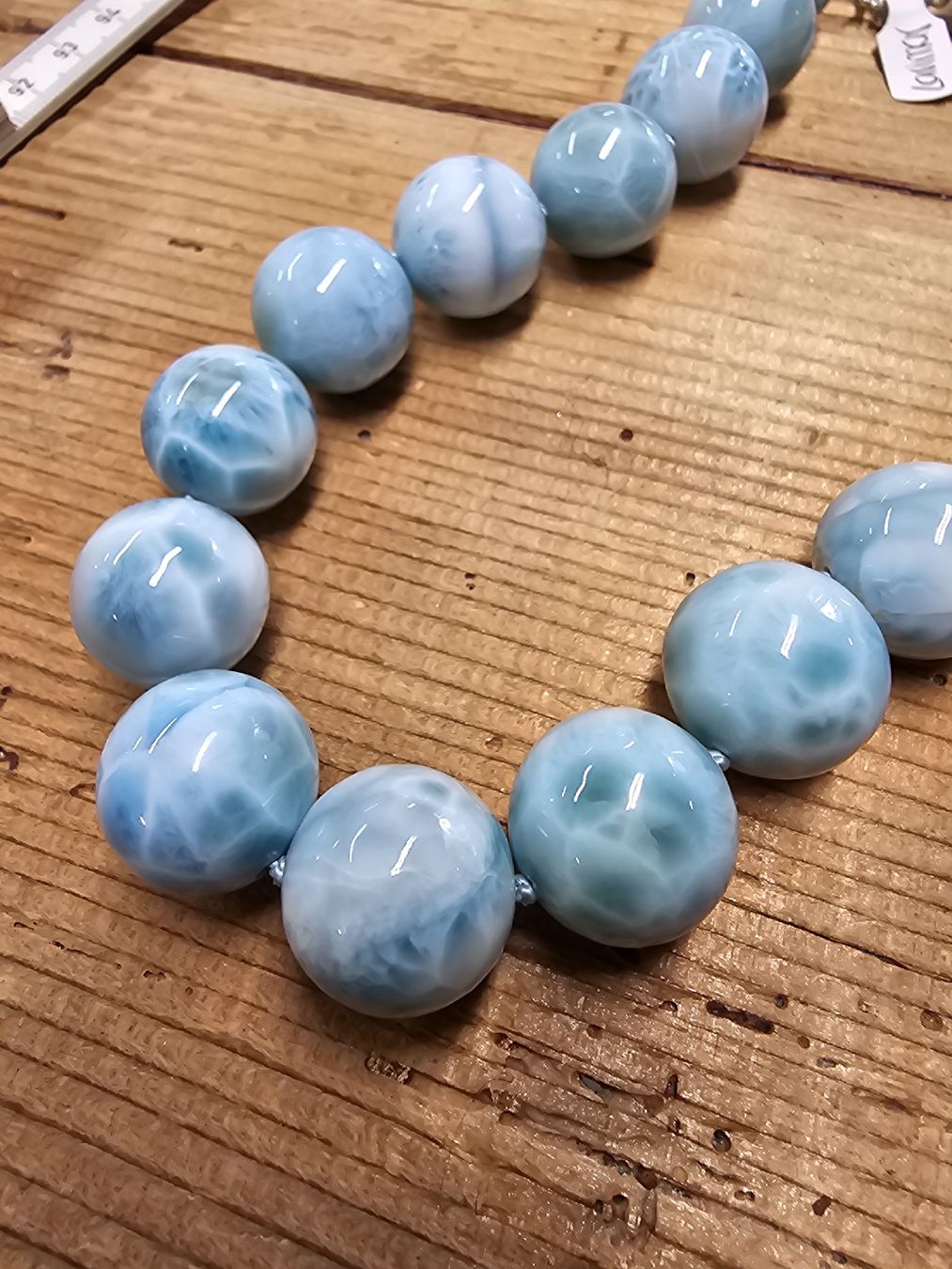 Catenine: Larimar Top Grosse Kugeln 20mm, Länge 47cm – Nuovo e nell'imballaggio originale da Gais venduto da HMRD 1