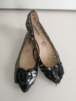 🤩RETROSTYLE LACK BALLERINA-SCHUHE SCHWARZ HERZ-SCHNALLE NEU