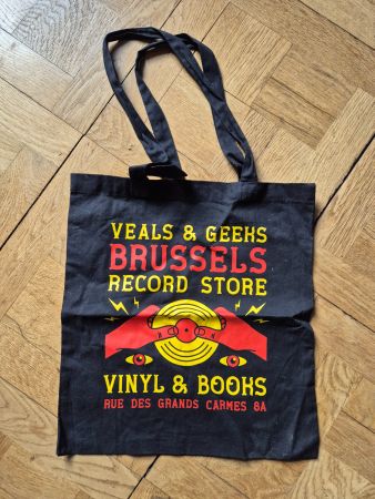 Schwarze Stofftasche "Veals & Geeks Brussels" - Neuwertig!
