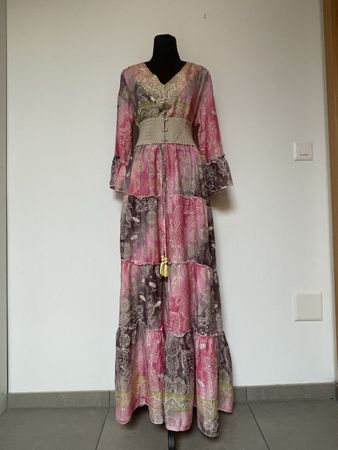 Boho Maxi Stufenkleid  in Seidenoptik