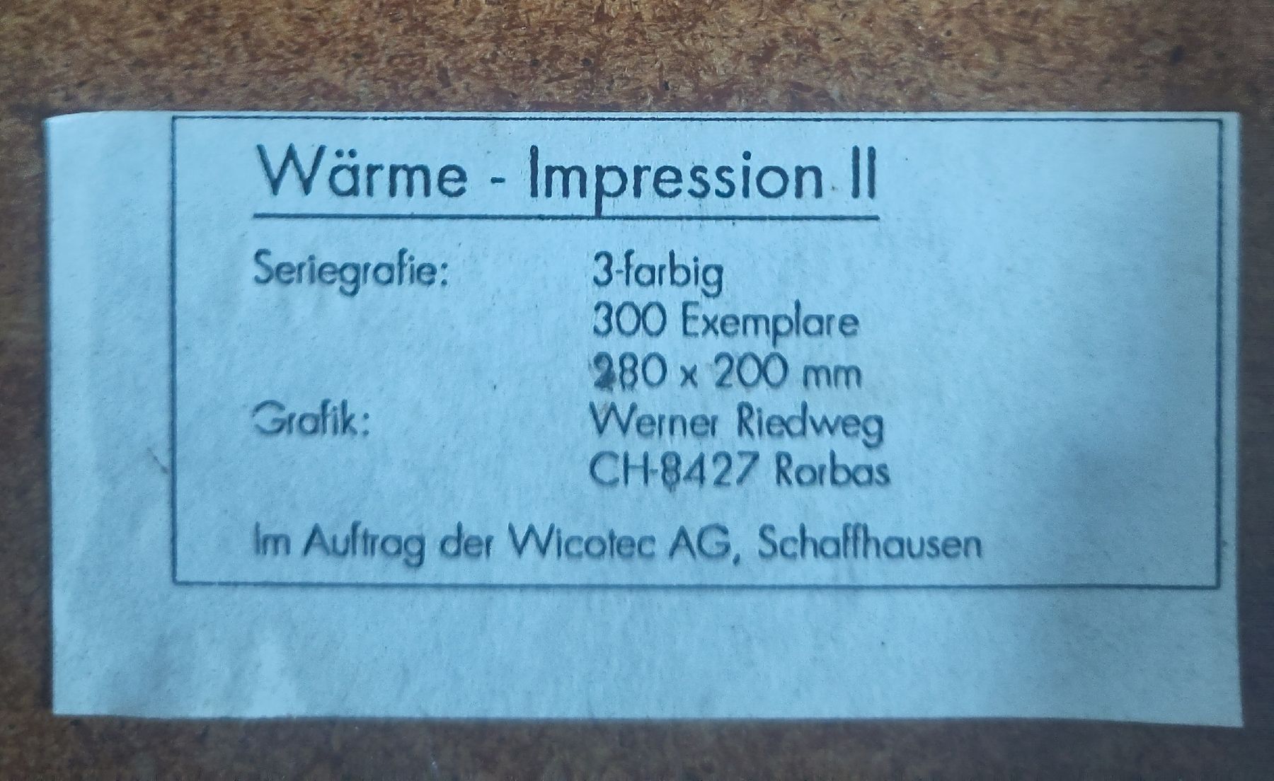 Grafica & Litografie: Serigrafie Werner Riedweg_1989 – Usato da Losone venduto da _robla_ 3