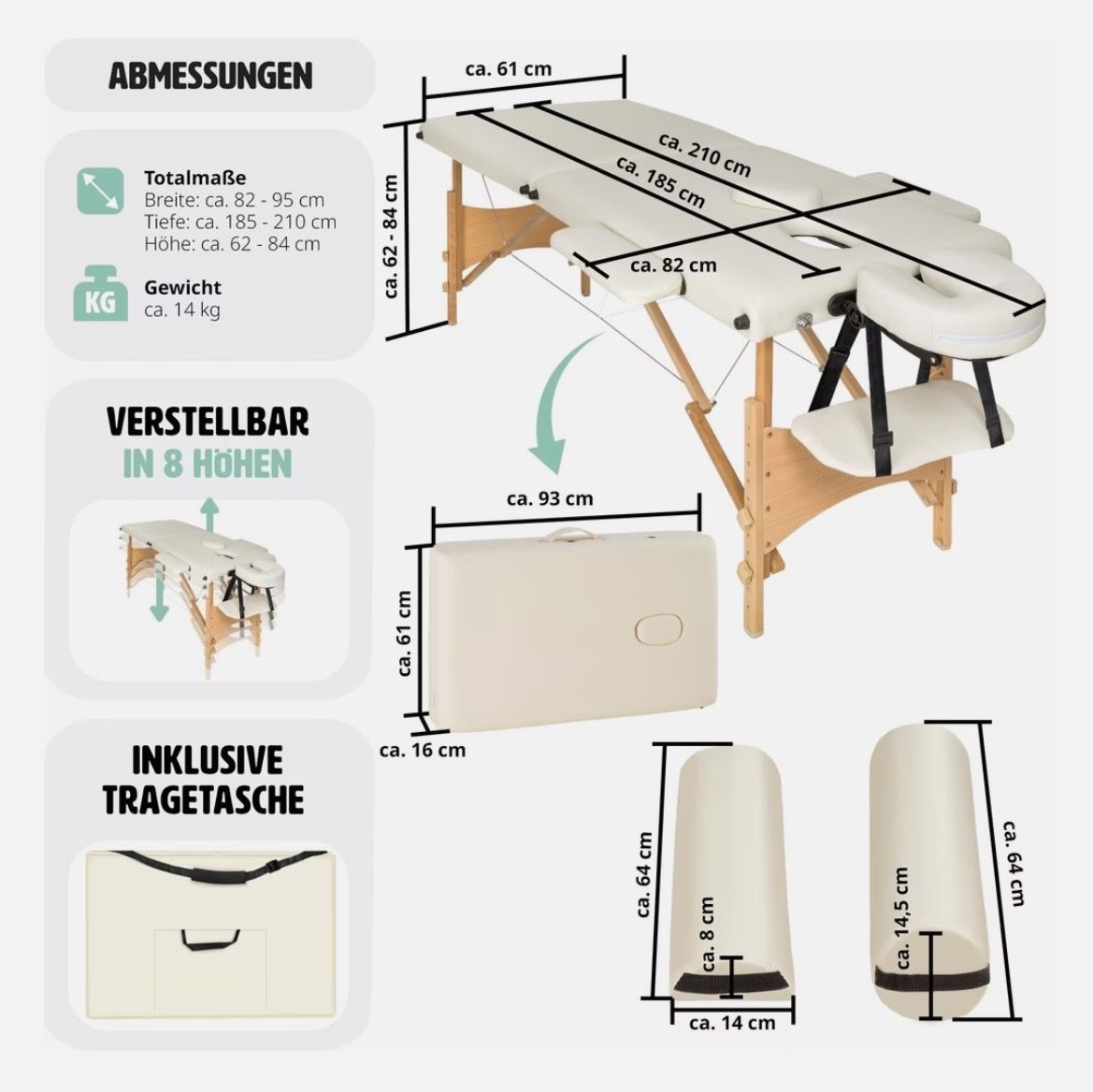 TecTake Lettini & sedie per cosmetici: Tragbare Massageliege - Praktisch Neu – Nuovo (secondo la descrizione) da Basel venduto da Shogan 7