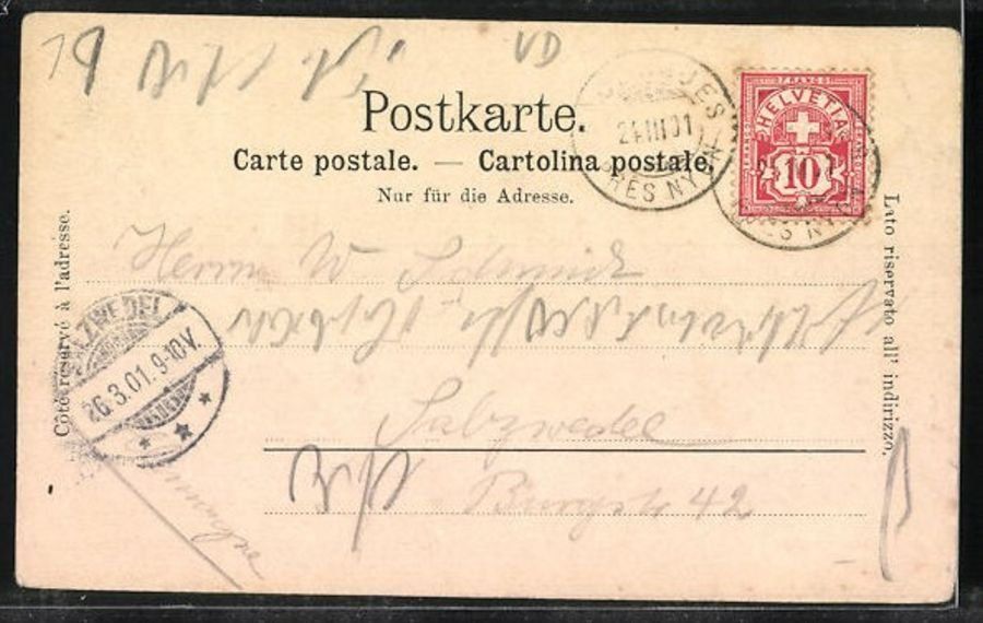 Ansichtskarten: Souvenir de St-Cergues, circulée 1901 – Gebraucht aus Frauenfeld von POML 1