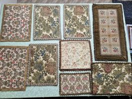 Antike/Vintage Gobelin-Deckchen & Ziertextilien 9er-Set