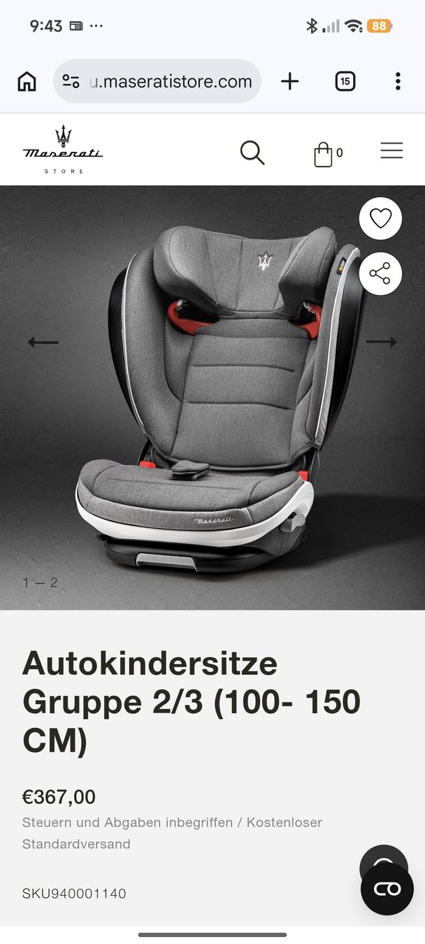 Seggiolini per auto: MASERATI Autositz Kindersitz BeSafe – Usato da Erlenbach ZH venduto da nlh 1
