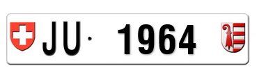 Insegne: Plaques auto JU 1964 – Nuovo e nell'imballaggio originale da Delémont venduto da OVJ