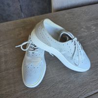 🐸 GEOX LEDER SNEAKER HALBSCHUHE 37 HELLGRAU