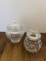 2x Bonbonniere Glasbehälter mit Deckel Vintage 