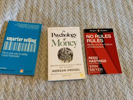 Bücher "Smarter Selling", "Psychology of Money", "No Rules“
