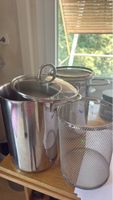 Stainless steel pot with lid and basket