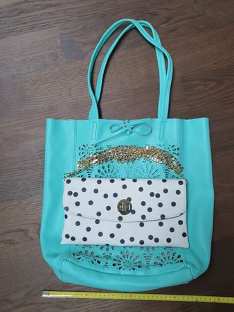 Leder Handtasche türkis und Briefumschlag-Tasche (Clutch)