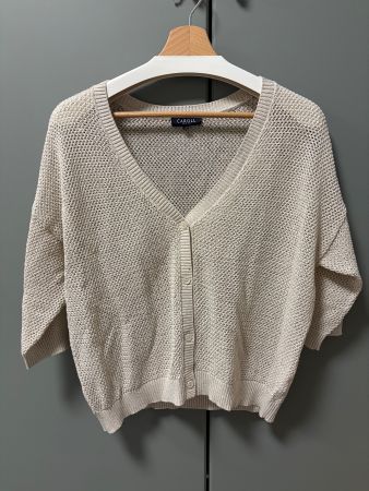 Damen Strickjacke Caroll beige/gold Grösse M