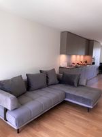 Ecksofa in Velour-Grau