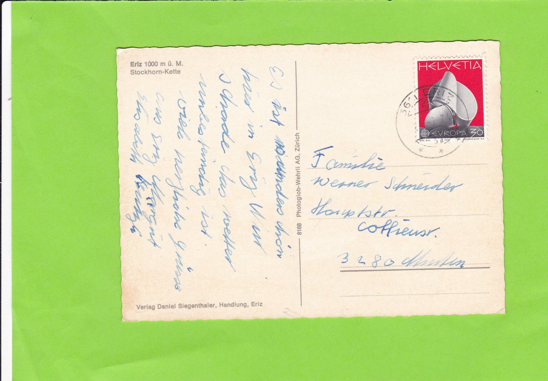 Cartoline postali: Eriz, Stockhorn-Kette – Usato da St. Peterzell venduto da neckertal 1