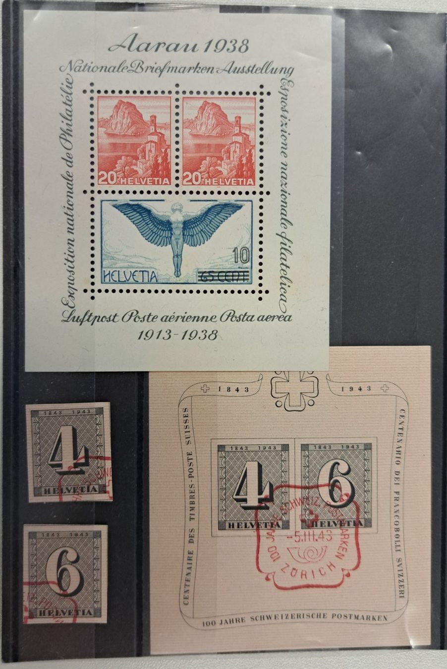 Tutti i francobolli: 4 x CH Blocks, Bogenstück, ab 1936 – Usato da Münchwilen AG venduto da Nesar 2