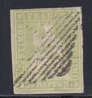 1854 Zunr. 26Aa, SH 26A1, weissrandige, blassgrün, Attest